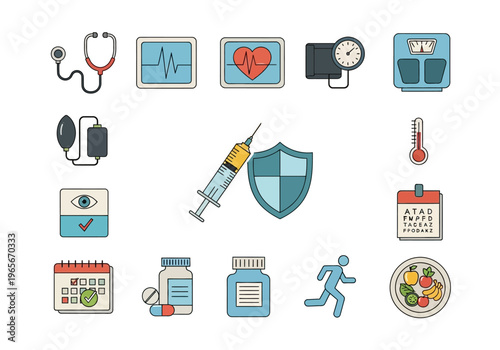Medical Health Care Icons Set.