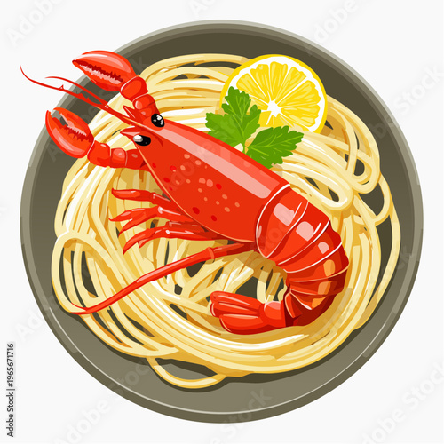 Hummer-Spaghetti in Safransauce