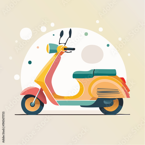 Retro scooter illustration with a vintage vibe, perfect for lifestyle and travel themes