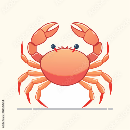 Cute cartoon crab illustration, a whimsical sea creature with big claws
