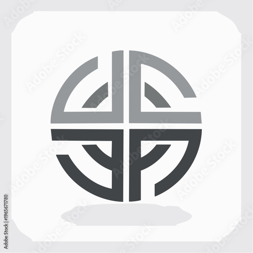Abstract circular geometric design with intersecting lines in a modern graphic style