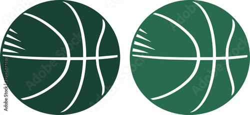 Green basketball vector icon, a minimalist sports ball graphic. Modern athletic game symbol, perfect for team logos, digital media, and active lifestyle branding.