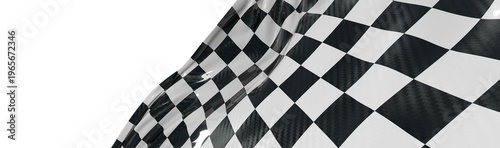 Close up of a racing flag with black and white checkered design. Perfect for racing, speed, success, and finish concepts