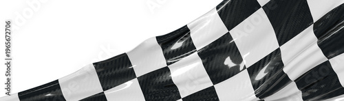 Black and white checkered flag waving, representing racing, victory, competition and success, perfect for sports or even
