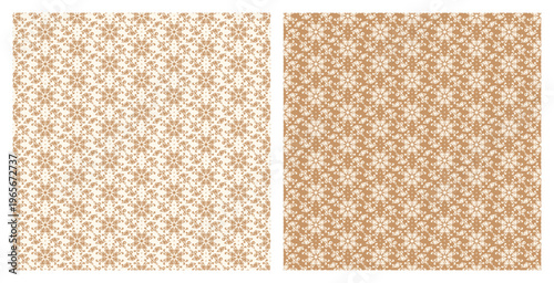 Two Monochrome Vintage Damask Floral Seamless Patterns. Flower Ornament. Beige Ethnic Vector Backgrounds. Hand drawing.	
