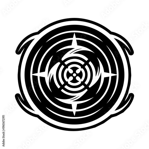 Waves reiki icon in glyph style