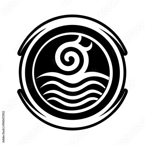 A glyph style icon of flowing reiki symbol