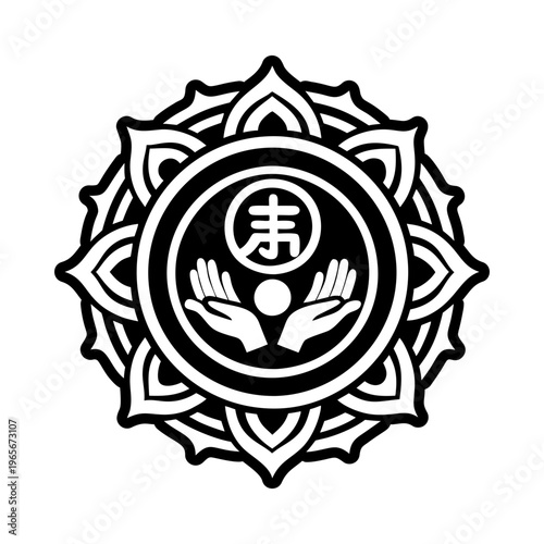 A filled style icon of helping hands symbol