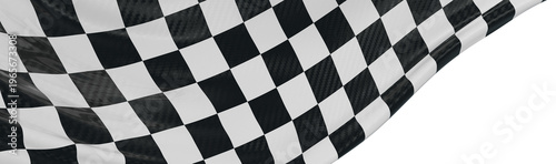 Close-up of a checkered flag isolated on white background, symbol of speed, victory and competition, perfect for racing