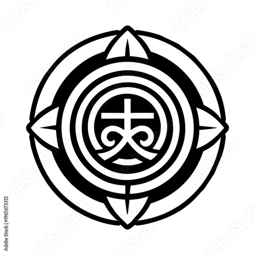A solid style icon of modern reiki symbol