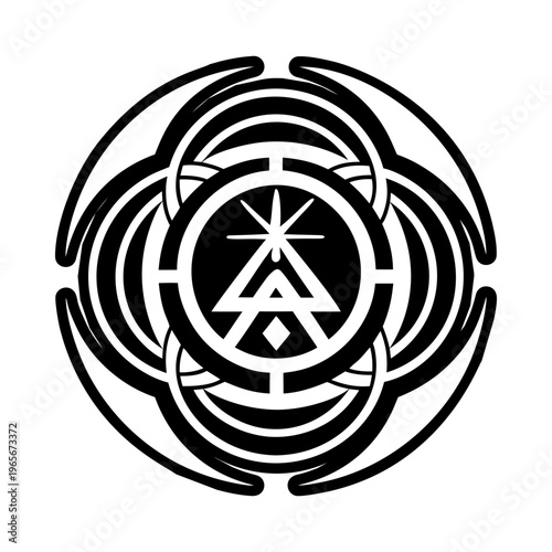 A filled style icon of universe power symbol