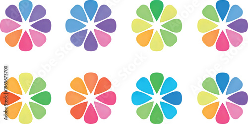 Colorful abstract flower patterns arranged in a grid formation