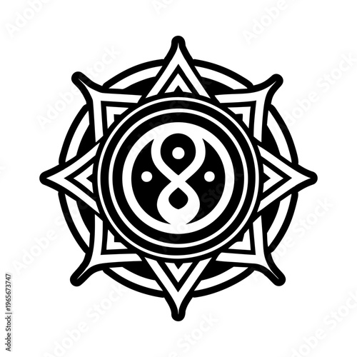 A filled style icon of synergistic reiki symbol