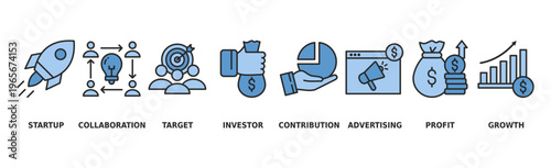 Crowdfunding web icon vector illustration concept with icon of startup, collaboration, target, investor, contribution, advertising, profit, growth