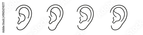 Collection of simple line art illustrations of human ears on a white background
