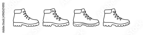 Collection of four different hiking boot outlines on a white background