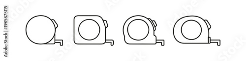 Collection of four different tape measure icons in a simple line art style
