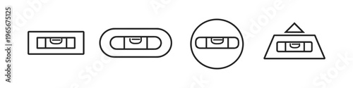 Set of four different bubble level icons in a clean line art style