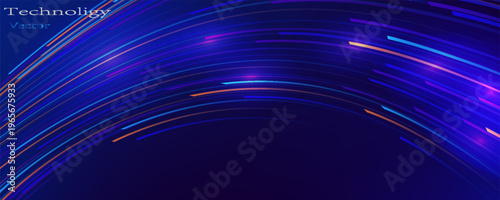 Digital Data Flow Vector Background. Big Data Technology Lines. 5G Wireless Data Transmission. High-Speed ​​Light Trails. eps 10