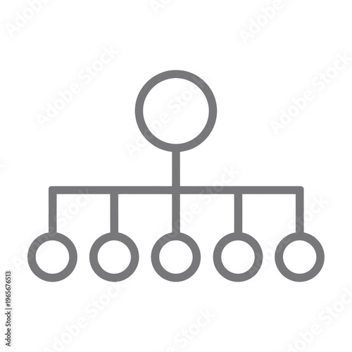 Vector diagram showing a hierarchical structure with one central node connected to five subordinate circles