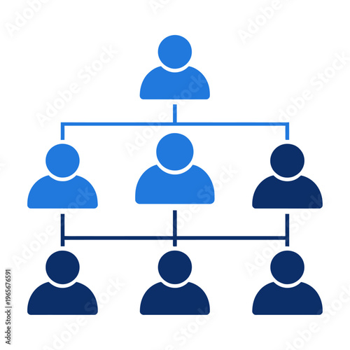 Vector diagram showing a hierarchical organizational structure with multiple levels