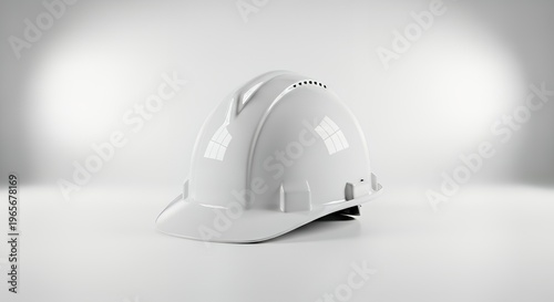 White construction safety helmet on a clean white background