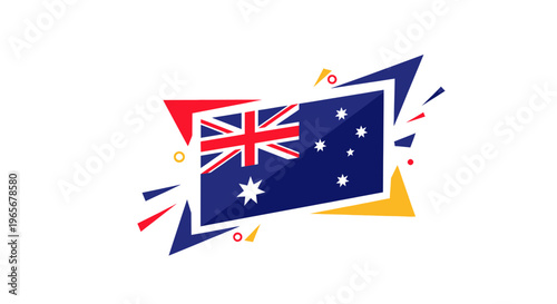 Australian Flag with Geometric Shapes, Patriotism, National Pride, Australia Day Celebration