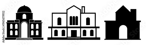 Blueprint architectural icon set with solid black graphic style featuring blueprint, architecture, iconography with minimalism and white background