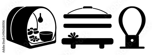 Startup incubator icon set with solid black icon on white background featuring startup, incubator, symbol with minimalism and illustration