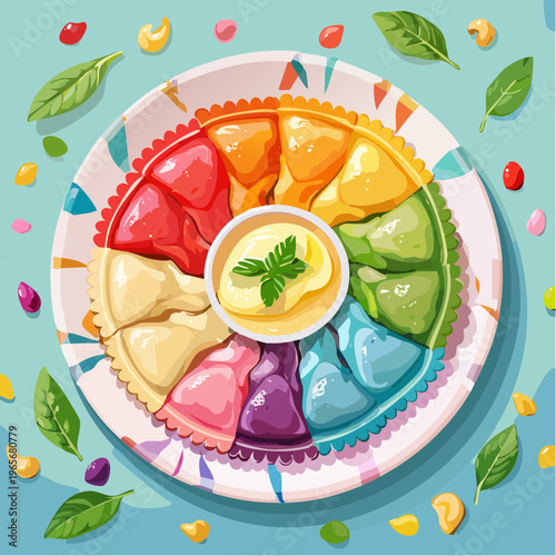 Regenbogen-Ravioli mit Ricottafüllung