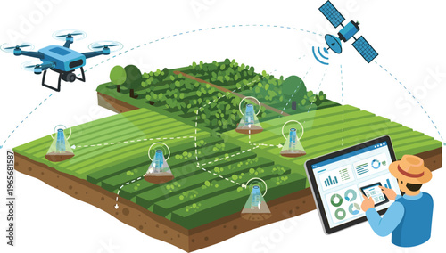 Canvastavla Smart agriculture technology with drones satellite irrigation sensors and farmer