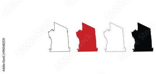 This Minnesota state map vector illustration features accurate geographic boundaries presented in multiple styles including line outline, dotted border, solid fill, and silhouette design.