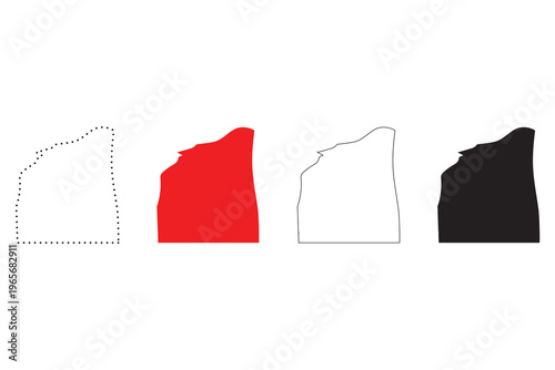 This Wisconsin state map vector illustration displays the accurate geographic boundary of Wisconsin in multiple styles including outline, dotted border, and solid silhouette design.