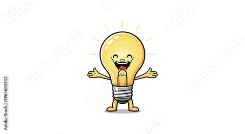 Smiling Light Bulb Cartoon Character.