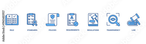 Compliance banner web icon vector illustration concept with icon of rules, standards, policies, requirements, regulations, transparency, and law
