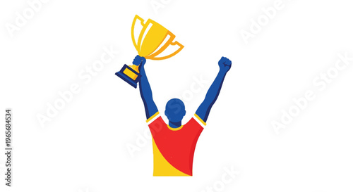 Trophy icon person celebrating victory with arms raised isolated