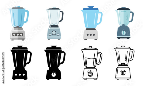 Kitchen electric blender and mixer seamless pattern set.