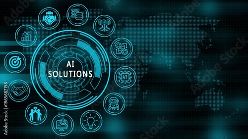  ai solutions concept animation. Business, Technology, Internet and network concept. animation video