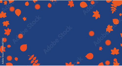 Abstract orange shapes on deep blue background a modern digital art composition