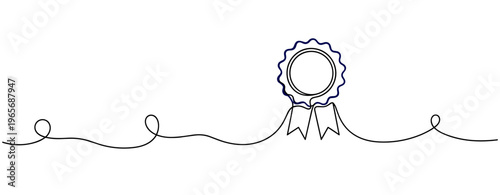 Award ribbon rosette displayed on continuous line background. no editable strokes