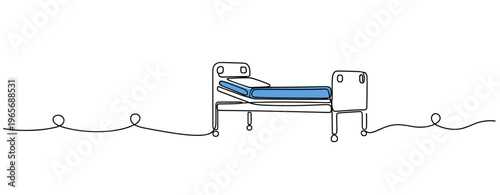 Empty hospital bed with folded blanket in medical ward. no editable strokes