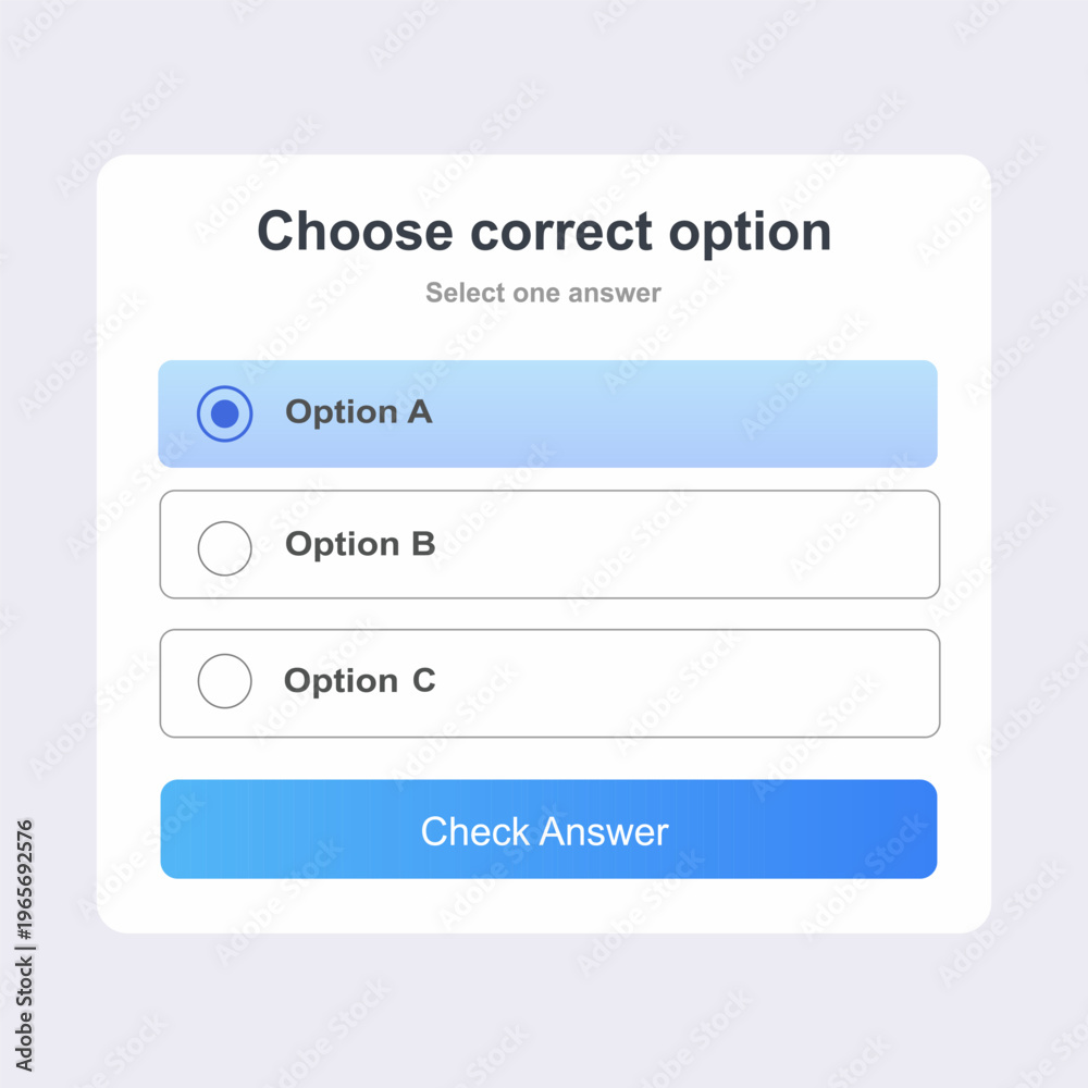 Fototapeta premium Quiz selection interface. vector illustration