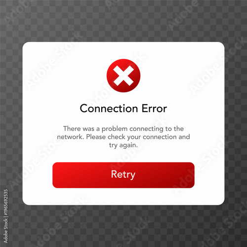 Connection error popup. vector illustration