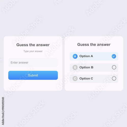 Quiz answer input interface. vector illustration