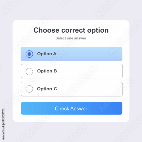 Quiz selection interface. vector illustration