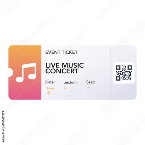 Live music event ticket. vector illustration