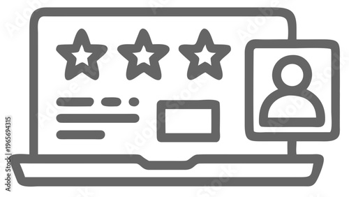 Rating, review, feedback icons, user profile, laptop screen