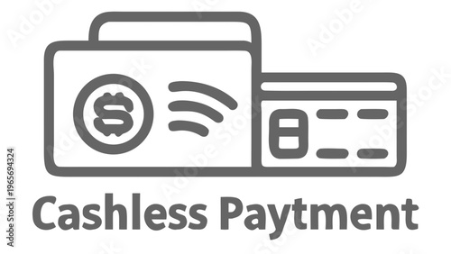 Cashless payment, mobile wallet, credit card icon, contactless transaction symbol