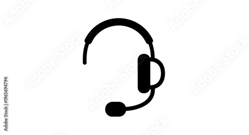 A simple black headset icon on a white background for customer support or communication concepts Abstrack background