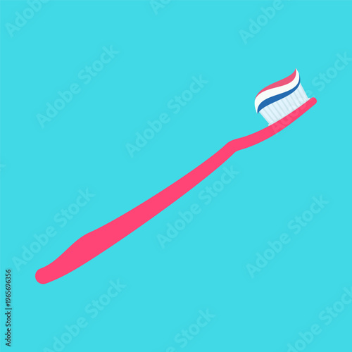 Flat Colorful Dental Care and Oral Hygiene Tools Illustration Set